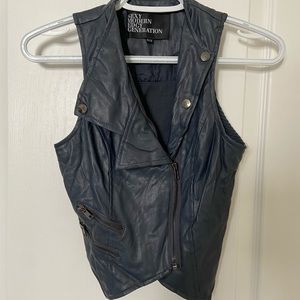 Dark gray faux leather vest in XS